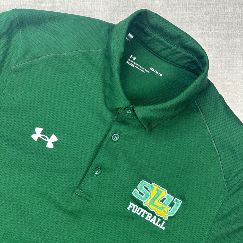 Under Armour SLU NCAA Football Polo Mens M Green Southeastern Louisiana Lions